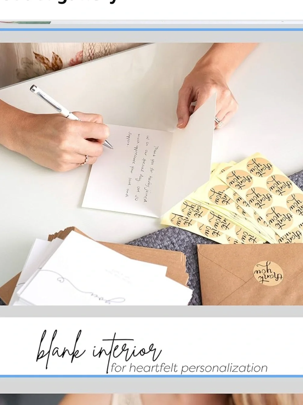 Amazon Thank You Cards Set with Kraft Envelopes and Gold Stickers
